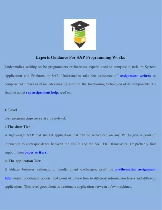 Experts Guidance For SAP Programming Works