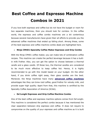 best coffee and espresso machine