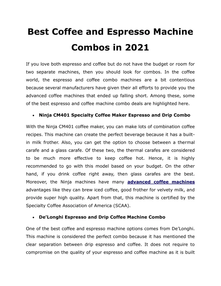 best coffee and espresso machine