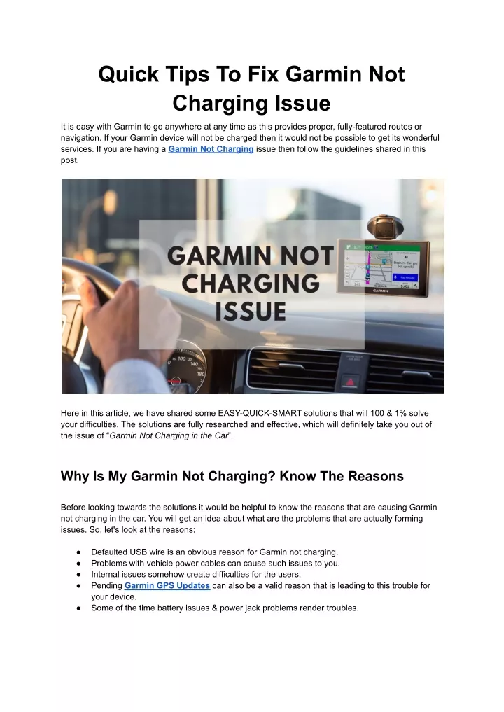quick tips to fix garmin not charging issue