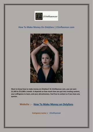 How To Make Money On Onlyfans | 21influencer.com
