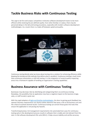 tackle business risks with continuous testing
