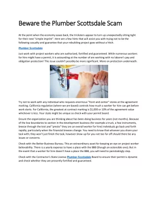 beware the plumber scottsdale scam beware