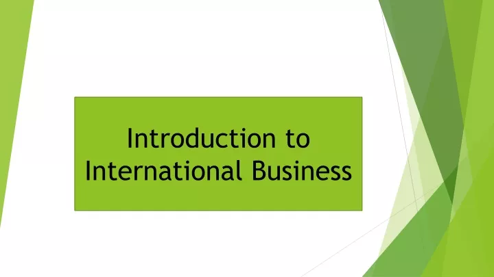 introduction to international business