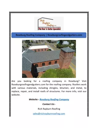 Roseburg Roofing Company | Roseburgroofingandgutters.com