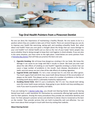Top Oral Health Pointers from a Pinecrest Dentist