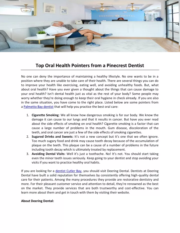 top oral health pointers from a pinecrest dentist