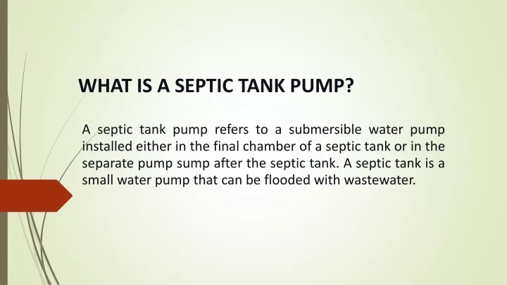 what is a septic tank pump