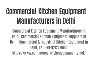 Commercial Kitchen Equipment Manufacturers in Delhi