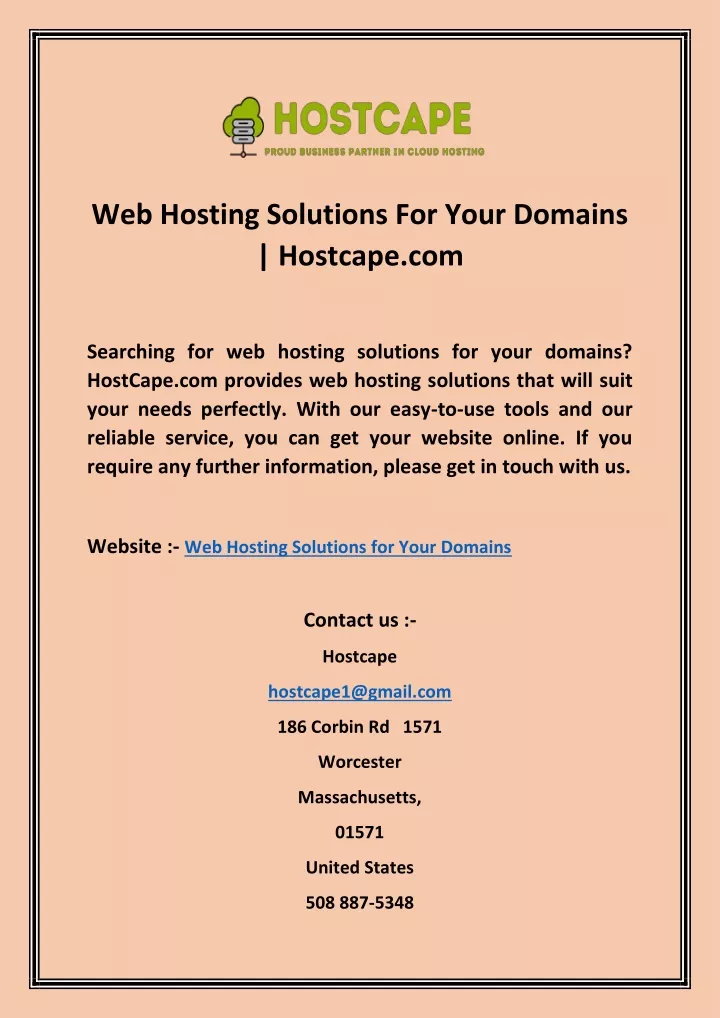 web hosting solutions for your domains hostcape