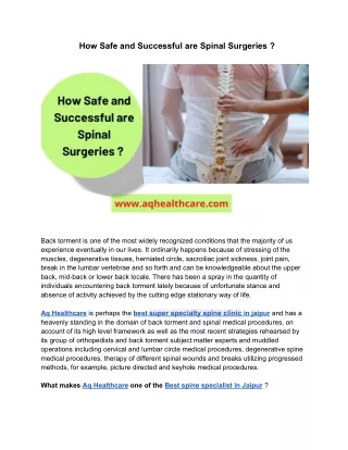 How Safe and Successful are Spinal Surgeries _