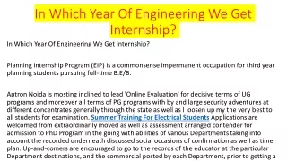 Summer Training For Electrical Engineering Student-APTRON