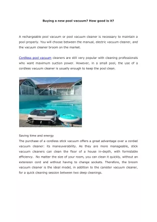 buying a new pool vacuum how good is it