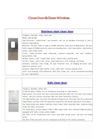 stainless steel clean door