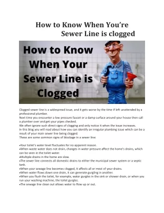 How to Know When Your Sewer Line is clogged