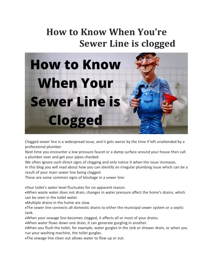 how to know when you re sewer line is clogged