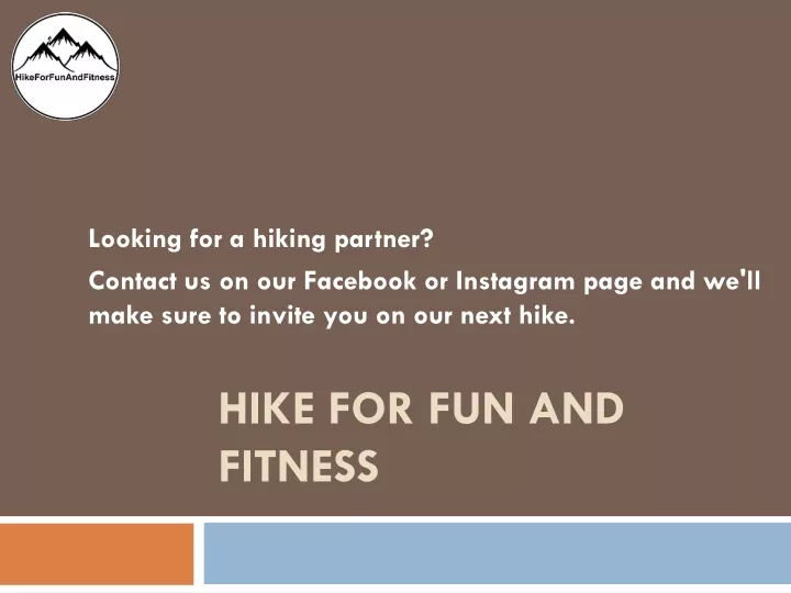hike for fun and fitness