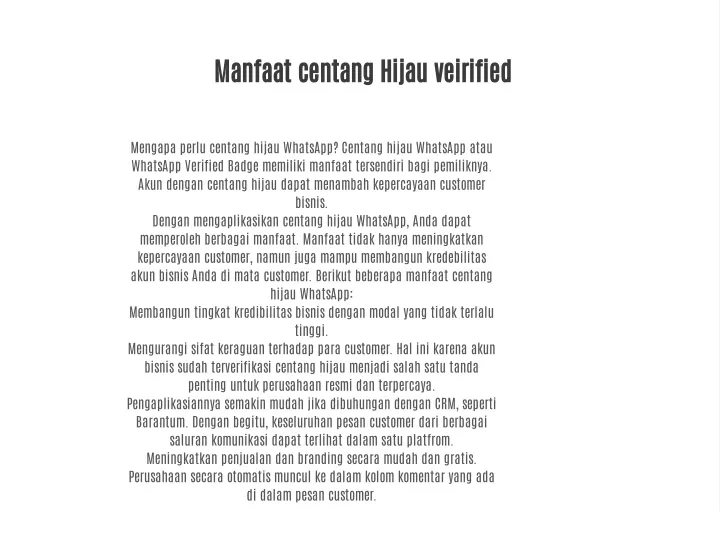 manfaat centang hijau veirified