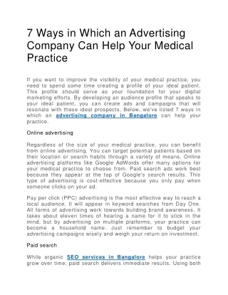 7 Ways in Which an Advertising Company Can Help Your Medical Practice