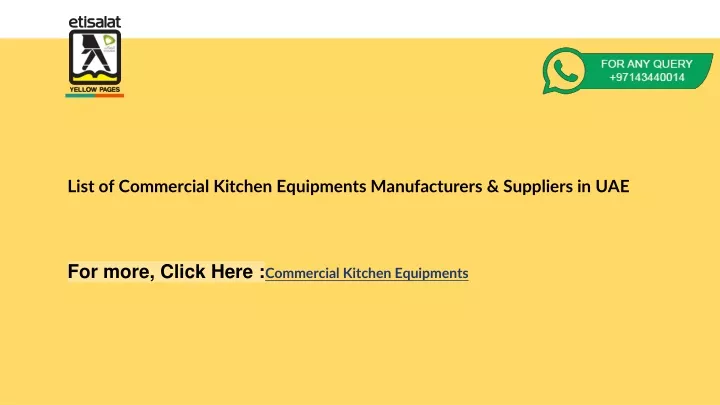 list of commercial kitchen equipments manufacturers suppliers in uae
