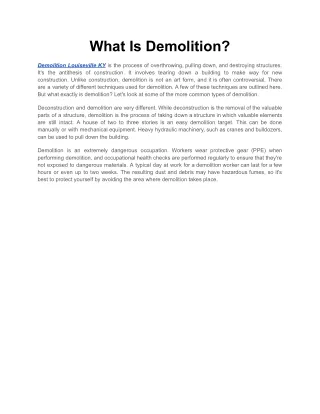 What Is Demolition