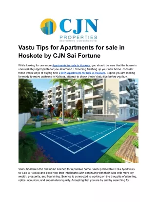 Vastu Tips for Apartments for sale in Hoskote by CJN Sai Fortune
