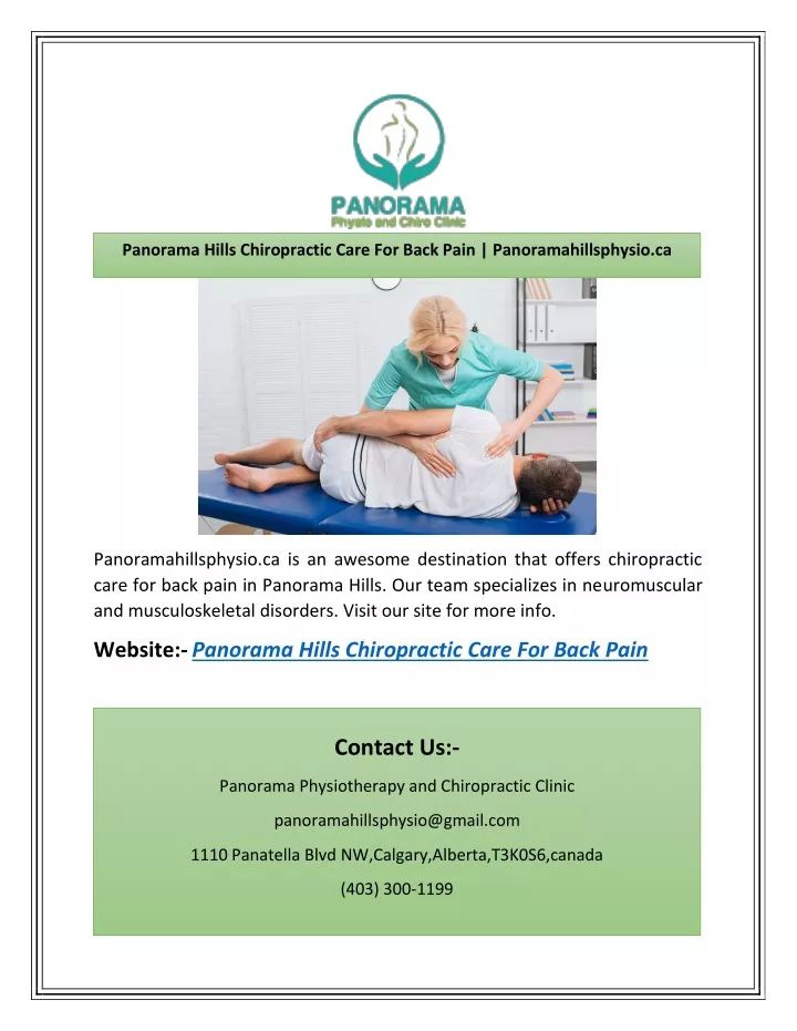 panorama hills chiropractic care for back pain