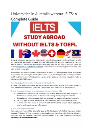 Find Top Universities in Australia without IELTS with Times Course Finder