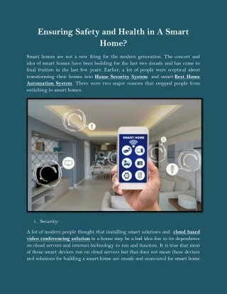 Ensuring safety and health in a smart home