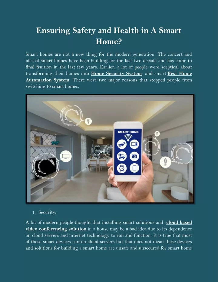 ensuring safety and health in a smart home