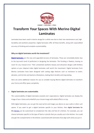 transform your spaces with merino digital laminates