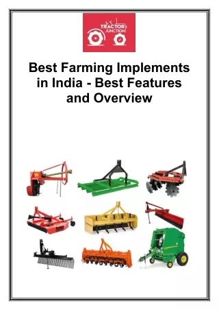 Best Farming Implements in India - Best Features and Overview