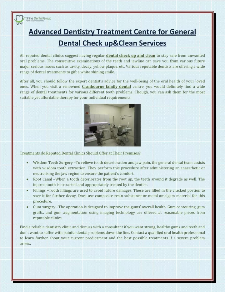 advanced dentistry treatment centre for general