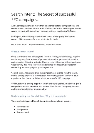 PJ April 1 - The Secret of successful PPC campaigns
