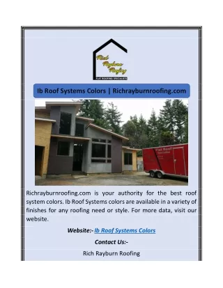 Ib Roof Systems Colors | Richrayburnroofing.com