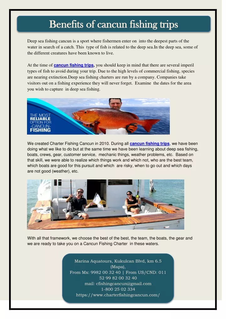 benefits of cancun fishing trips benefits