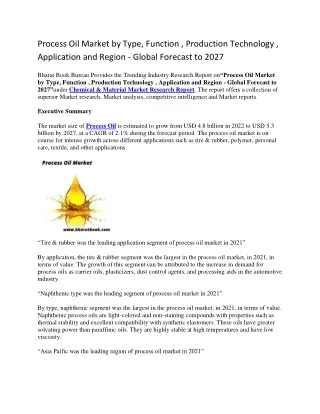 process oil market by type function production