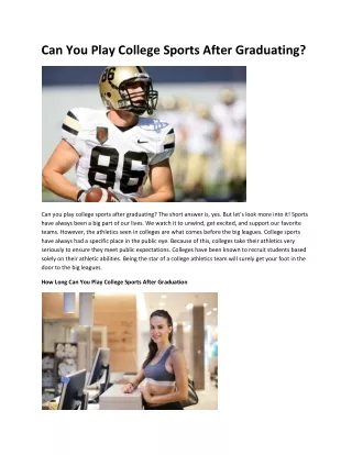 Can You Play College Sports After Graduating