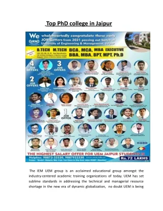 top phd college in jaipur