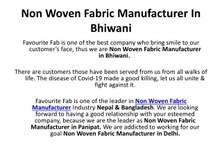 Non Woven Fabric Manufacturer In Bhiwani - SMS Non Woven Fabric