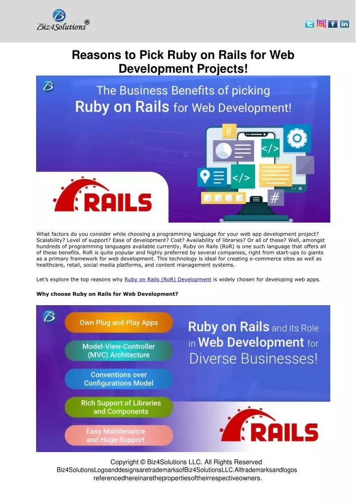 reasons to pick ruby on rails for web development
