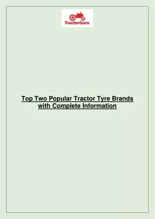 top two popular tractor tyre brands with complete