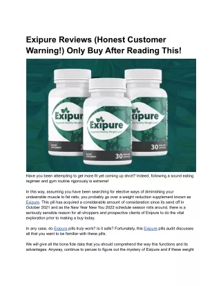 Weight Loss Exipure Reviews (Honest Customer Warning!) Only Buy After Reading Th