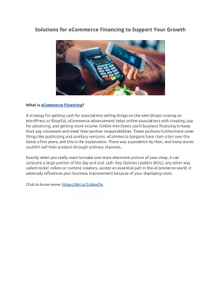 solutions for ecommerce financing to support your