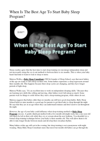 When Is The Best Age To Start Baby Sleep Program
