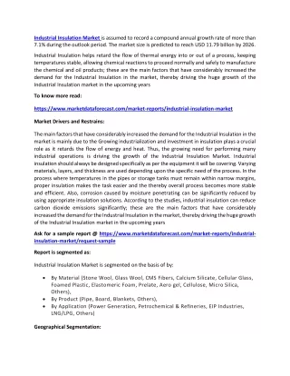 industrial insulation market is assumed to record
