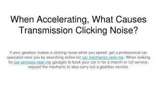 when accelerating what causes transmission clicking noise