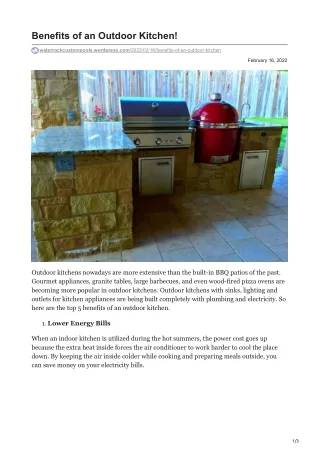 Benefits of an Outdoor Kitchen!