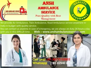 Get Quality and Reliability Train Ambulance Service from Ranchi | ANSH