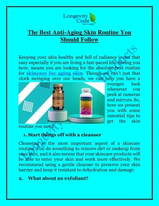 Skincare For Aging Skin | Longevity Research Products